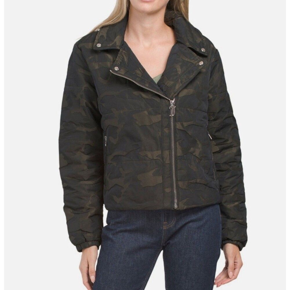 NEW Juicy Couture Vintage Retro Y2K Camo Moto Puffer Jacket Spring Streetwear - Picture 3 of 12